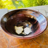 Vintage Stoneware Pottery Mahogany Color Ceramic Artisan Signed Bowl