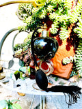 Vintage Black Art Hand Blown Glass Atomizer Spray Perfume Vanity Decor Bottle