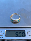 Vintage Sterling Silver 925 Turquoise Mother of Pearl Leaves Band Ring 5g Size 9