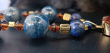 Handmade Large Lapis Lazuli Bead with Citrine Druzy Cluster Pendant Necklace and Earring Set