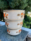 Vtg Sanko Ware Show Pans Nesting Mixing Bowls Enamel Metal Orange Poppy Set Of 3