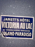 Janett’s Hôtel Victoria Au Lac Lugano-paradiso Luggage Label