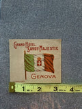 Italy Genova Genova Hotel Savoy & Majestic 1930s Advertising Luggage Label Rare