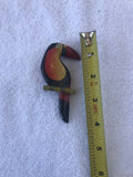 Vintage Hand Painted Red Yellow Black Tucán Bird Brooch Pin (Toucan)