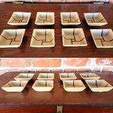 New Sushi Soy Sauce Beige Brown Abstract Serving Plate Dish Set of 8 Made Japan