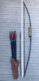 Vintage Handmade African Bow + 14 Metal Tip Arrows Archery Set