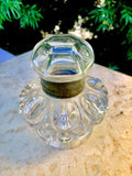 Vintage Antique Rare Cut Crystal Hinged Inkwell Inkpot