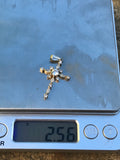 Vintage Sterling Silver 925 CZ Stone Rhinestone Cross Religious Charm Pendant