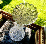 Beautiful Transparent Glass Czech Style Cut Perfume Bottle W Large Stopper