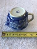 Vintage Chinese Blue And White Signed Floral Motif Tea Pot With 4 Cups W/ Box