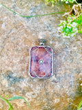 Antique Signed Sterling Silver Ornate Pink Tourmaline Faceted Art Deco Pendant