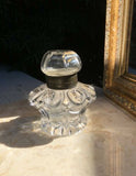 Vintage Antique Rare Cut Crystal Hinged Inkwell Inkpot