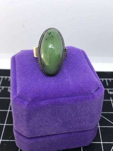 Russian Jade And Silver Ring Size 8.5