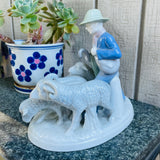 Vintage Bavaria Gerald Porzellan West Germany Ceramic Shepherd & Sheep Figurine