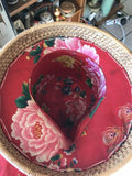 Vintage Chinese Painted Porcelain Aqua Lotus Tea Set Basket Teapot Cup Caddy