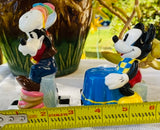Disney Mickey Mouse & Goofy Charcters Checkered Salt & Pepper Shakers Figurines