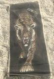 Antique Vintage Asian Tiger Original Painting on Silk Signed Hand Painted Art