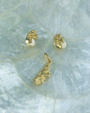 Vintage French Signed 750 Mecan 18K Solid Gold Nugget Earrings & Pendant Set