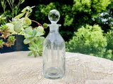 Vintage Etched Glass Perfume Bottle w Bamboo Design + Spherical Stopper