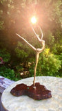 Vintage Brass Woman Ballet Dancer Art Sculpture Statue Decorative Figurine Wood