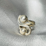 Unique Double Round Ball Swirl Solid Sterling Silver 925 Vintage Ring 6g Size 8