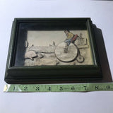 1966 Vintage Anton Pieck 3D Paper Card Shadow Box Folk Art Penny Farthing, Pigs