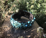 Artisan Handmade Turquoise Stone Fiber Wrapped Cuff Bracelet