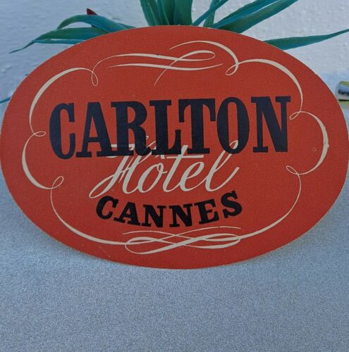 Vintage Luggage Label Sticker Carlton Hotel Cannes