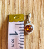 Antique Sterling Silver 925 Dainty Amber Stone Charm Pendant