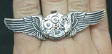 Handcrafted Sterling Silver "Time Flies" Bootleg Jewelry Brand Steampunk Watch Ring Wings
