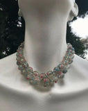 Murano Venetian Wedding Cake Floral Art Glass Italian Bead Necklace Choker