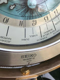 Seiko World Globe Desk Mantel Clock Japan Quartz - Rare 90th QQZ292G Apple Logo
