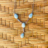 Sterling Silver 925 Light Blue Larimar Tear Gem Stone Dangle Drop Necklace 8.8g