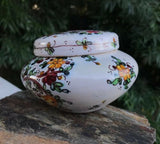 Vintage Signed Cam Gubbio Italy Floral Ceramic Bowl with Lid