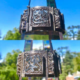 Antique Sterling Silver Ornate Filigree Panel Bracelet Rare