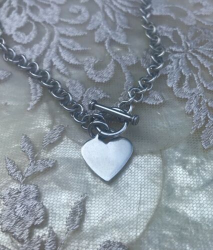 Vintage Sterling Silver 925 Heart Chain Taggle Necklace