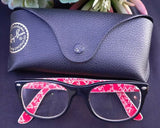 Authentic Ray Ban Wayfarer eyeglasses style 5184 Black frame red print 52mm