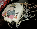 Vintage Signed Japanese Yunomi Geisha Lady Kimono Ceramic Ikebana Hanging Vase