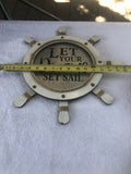 Let Your Dreams Set Sail Wood Painted Ship (hanging) Wheel Wall Decoir