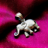 Vintage Sterling Silver 925 Happy Elephant Good Luck Pendant Charm