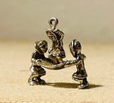 Vintage 925 Sterling Silver 3 Men Ceremonial Folk Art Charm Pendant 4.78g