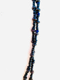 Vintage Sterling SIlver 925 Tribal Artisan Black & Blue Beaded 2 Strand Necklace