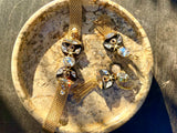 French Designer Satellite Paris Black & Gold Tone Stone Bracelet Earrings Set