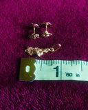 Vintage French Signed 750 Mecan 18K Solid Gold Nugget Earrings & Pendant Set