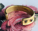 Rare Vintage HMR Heritage Museum Rep Gold Tone Red Stone Cuff Bracelet