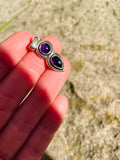 Vintage Sterling Silver 925 Amethyst Stones Teardrop Gemstone Pendant Charm 3.4g