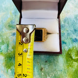 Vintage 14K Gold Plated Multi Gem Stone Black S Custom Mens Ring Size 9.75 w Box