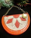 Authentic signature Coach coin purse/key chain. Orange Patten leather