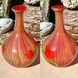 Vintage Murano Filigrana Millefiori Flower Orange Red Art Glass Swirl 7lb+ Vase