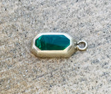 Taxco Vintage Sterling Silver 925 Green Malachite Stone Charm Pendant 4.29g